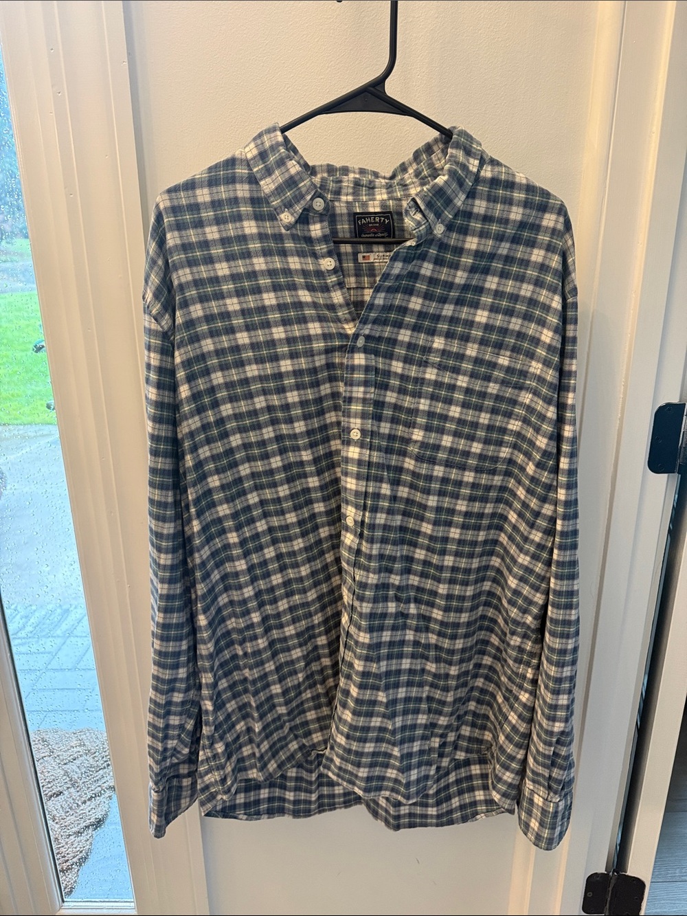Faherty Blue and White Plaid Lightweight Shirt Jacket
